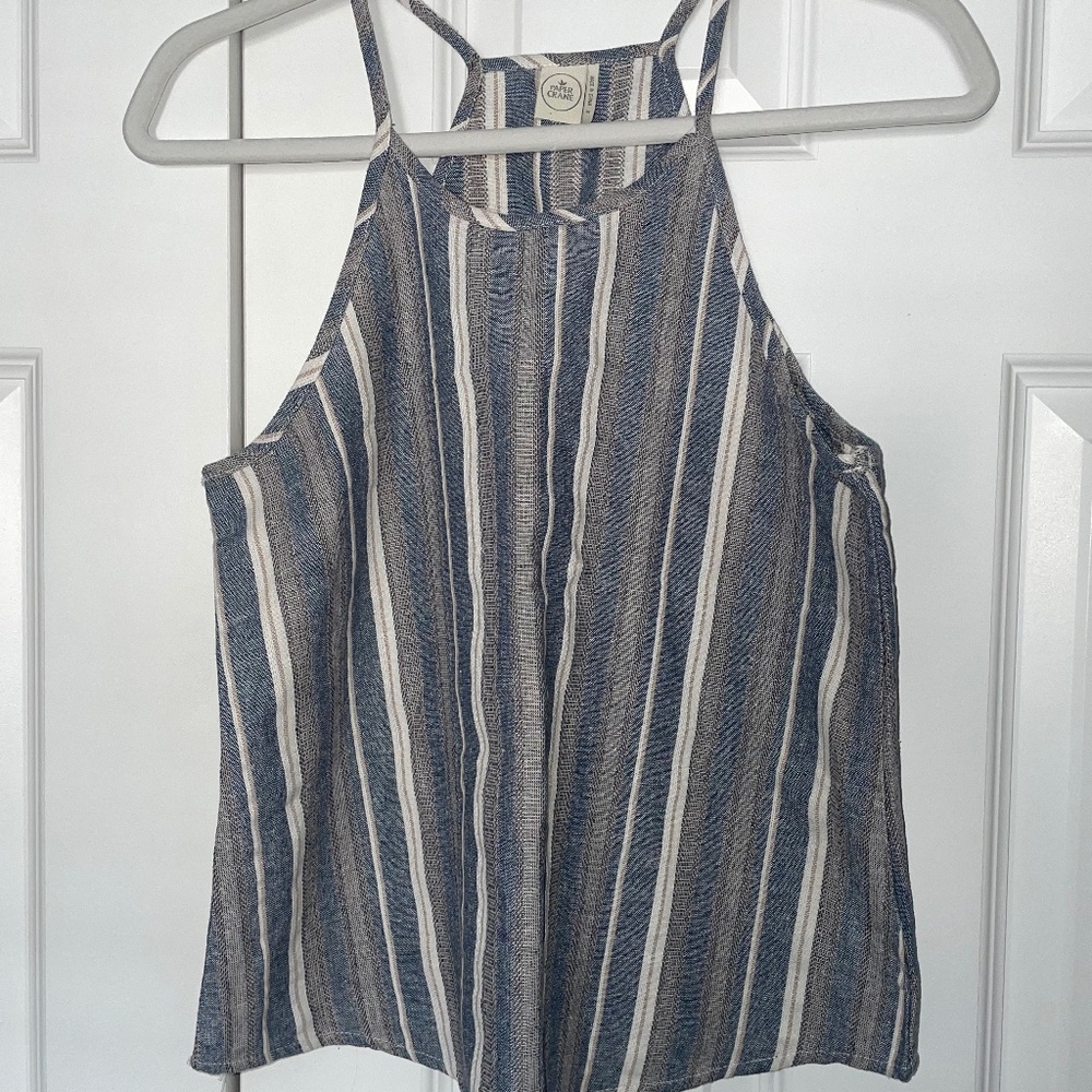 Paper Crane Striped High Neck Tank Top